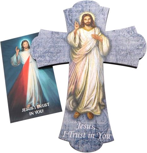 Westmon Works Divine Mercy Wall Cross Set with Holy Card Jesus I Trust in You Home Decor in Kuwait