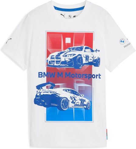 PUMA Unisex-Child BMW M Motorsport Graphic T-Shirt, White Block AH25, Big Kid Medium in Kuwait