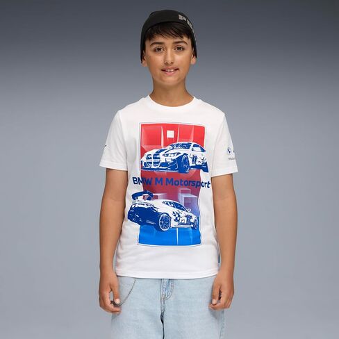 PUMA Unisex-Child BMW M Motorsport Graphic T-Shirt, White Block AH25, Big Kid Medium in Kuwait