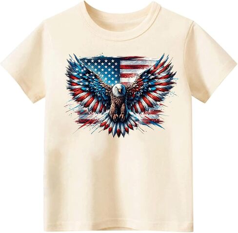 Toddler Boys 4th of July Shirt Girls Kids USA 250th Red White Blue Shirts American Flag Patriotic Cotton Tee 3-8Y in Saudi Arabia