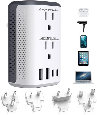Voltage Converter Us to Europe, 220v to 110v Power Combo, Transformer for Curly Hair Dryer, European Plug Converter 2300w Travel Adapter Worldwide, Step Down European Converter. in Saudi Arabia