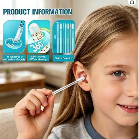 Upgraded Sticky Ear Cleaning Stick, 24 Pcs Reusable Earwax Removal Tool Kit, Soft Resin Adhesive Tips Ear Cleaner for Adults & Kids,Portable Set in Kuwait