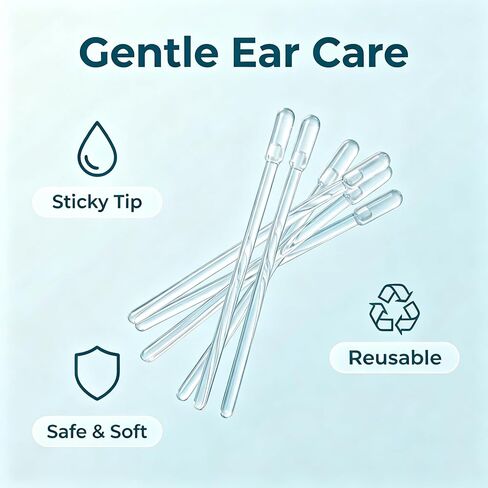 Upgraded Sticky Ear Cleaning Stick, 24 Pcs Reusable Earwax Removal Tool Kit, Soft Resin Adhesive Tips Ear Cleaner for Adults & Kids,Portable Set in Kuwait