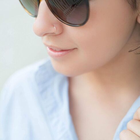 20G 14K Solid Gold Nose Ring Hoop Piercing Jewelry, 5mm 6mm 7mm 8mm 9mm Inner Diameter, Hypoallergenic Nose Hoop, Handmade Rose, White or Yellow Gold, for Nose, Septum, Cartilage, Helix & Earrings in Kuwait