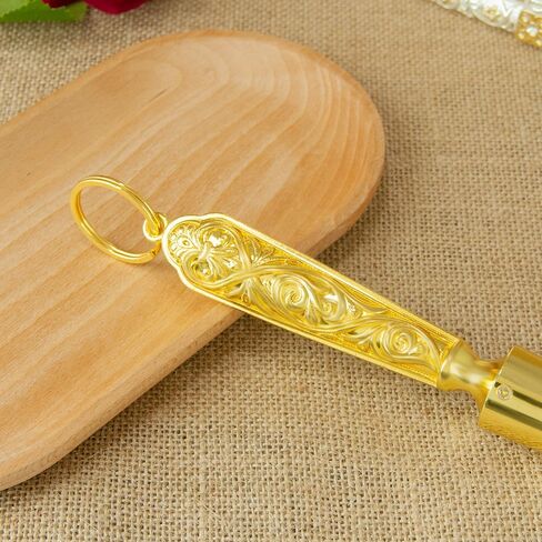 RZRHMUHN Orthodox Holy Water Brush - 15.4" Zinc Alloy Golden Ornate Design with Gem Accents, Perfect for Baptism, Weddings & Religious Ceremonies in Saudi Arabia