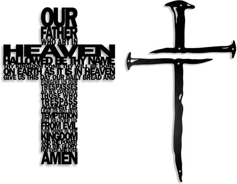 Gonice Metal Cross Wall Decor, 2 Pack Religious Wall Crosses for Home Decor, Christian Metal Wall Art for Church, Living Room and Bedroom (L+S) in Saudi Arabia