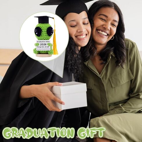Soulchen Graduation Alien 2026 Funny Crochet Plush Graduation Gift Positive Mini Alien with Cap & 5 Changeable Tassels Cute Emotional Keepsake for College High School Graduate in Saudi Arabia