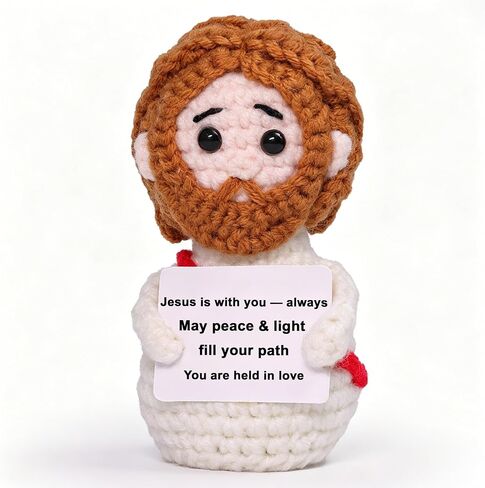 Mini Positive Virgin Mary Crochet, Emotional Support Catholic Gifts for Women Friends, Knitted Wool Virgin Mary with Positive Card for Christian Religious Blessings Gift Baptism Birthday Christmas in Saudi Arabia