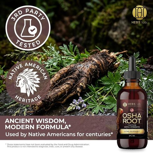 OSHA Root Tincture - OSHA Tincture Herb Extract - Immune Support Supplement - Lung Detox for Smokers - Ligusticum Porteri Extract Helps Quit Smoking 2 FL Oz - Made in USA in Saudi Arabia