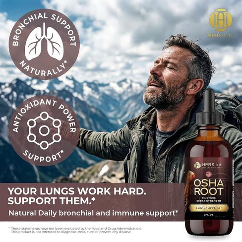 OSHA Root Tincture - OSHA Tincture Herb Extract - Immune Support Supplement - Lung Detox for Smokers - Ligusticum Porteri Extract Helps Quit Smoking 2 FL Oz - Made in USA in Saudi Arabia