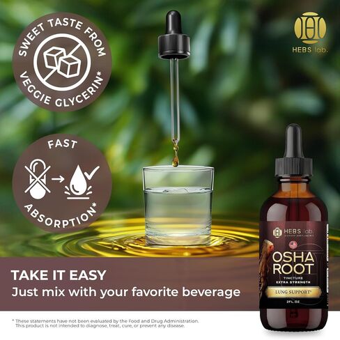 OSHA Root Tincture - OSHA Tincture Herb Extract - Immune Support Supplement - Lung Detox for Smokers - Ligusticum Porteri Extract Helps Quit Smoking 2 FL Oz - Made in USA in Saudi Arabia