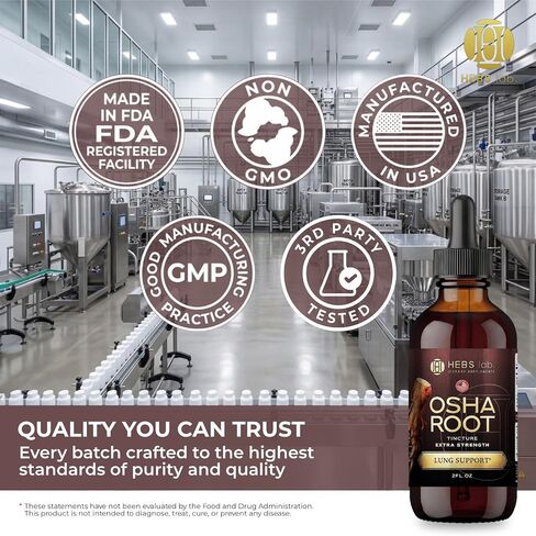 OSHA Root Tincture - OSHA Tincture Herb Extract - Immune Support Supplement - Lung Detox for Smokers - Ligusticum Porteri Extract Helps Quit Smoking 2 FL Oz - Made in USA in Saudi Arabia