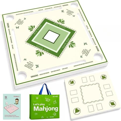 Mahjong Mat for Table - Non-Slip Rubber Mat with Waterproof Surface & Anti-Wrinkle Design, Foldable for Mahjong Tiles, Poker, Dominoes, Game Nights, 32.4x32.4 Inch in Kuwait