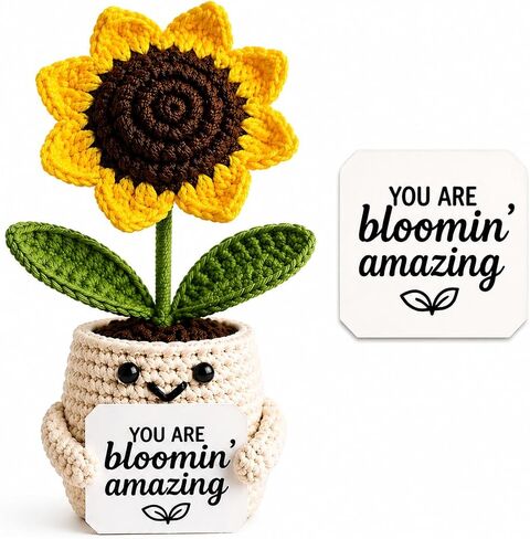 Positive Sunflower Doll Crochet – You are Bloomin’ Amazing – Encouragement for Mom Women Men, Coworker, Best Friend, Teacher – Valentine’s Day, Birthday, Christmas Thank You Gift in Saudi Arabia