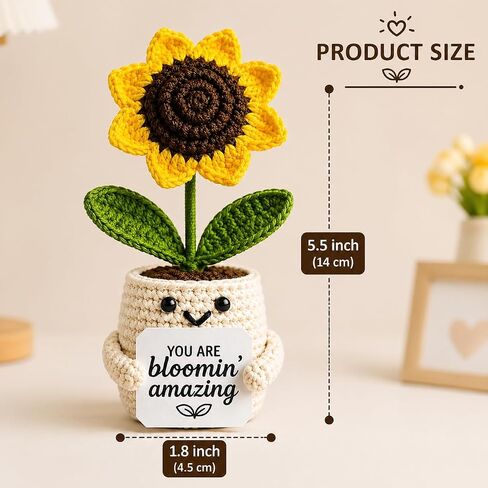 Positive Sunflower Doll Crochet – You are Bloomin’ Amazing – Encouragement for Mom Women Men, Coworker, Best Friend, Teacher – Valentine’s Day, Birthday, Christmas Thank You Gift in Saudi Arabia