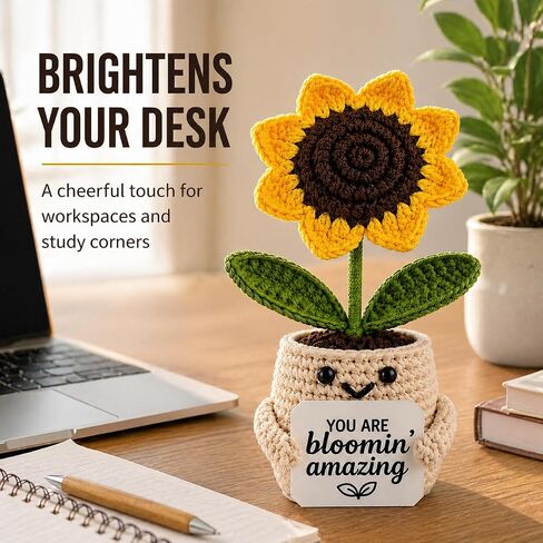 Positive Sunflower Doll Crochet – You are Bloomin’ Amazing – Encouragement for Mom Women Men, Coworker, Best Friend, Teacher – Valentine’s Day, Birthday, Christmas Thank You Gift in Saudi Arabia