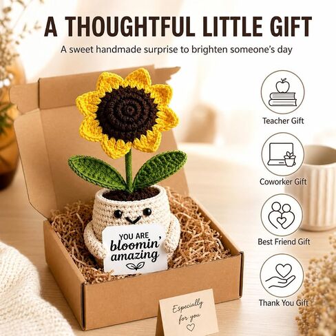 Positive Sunflower Doll Crochet – You are Bloomin’ Amazing – Encouragement for Mom Women Men, Coworker, Best Friend, Teacher – Valentine’s Day, Birthday, Christmas Thank You Gift in Saudi Arabia