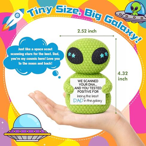 Crochet Alien Themed Gift for Dad from Daughter Son Wife,Fathers Day Birthday Gifts for Best Dad Ever in the Galaxy,Cute Alien Gift Decor for Step First Time Bonus New Daddy Father in Law in Saudi Arabia