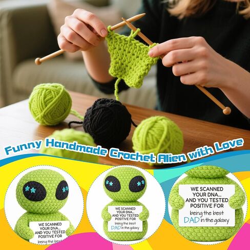 Crochet Alien Themed Gift for Dad from Daughter Son Wife,Fathers Day Birthday Gifts for Best Dad Ever in the Galaxy,Cute Alien Gift Decor for Step First Time Bonus New Daddy Father in Law in Saudi Arabia