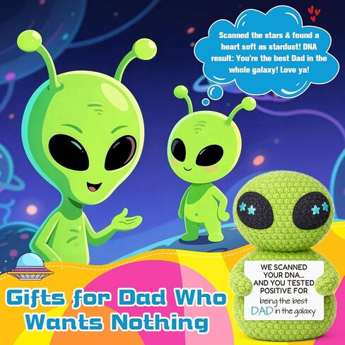 Crochet Alien Themed Gift for Dad from Daughter Son Wife,Fathers Day Birthday Gifts for Best Dad Ever in the Galaxy,Cute Alien Gift Decor for Step First Time Bonus New Daddy Father in Law in Saudi Arabia