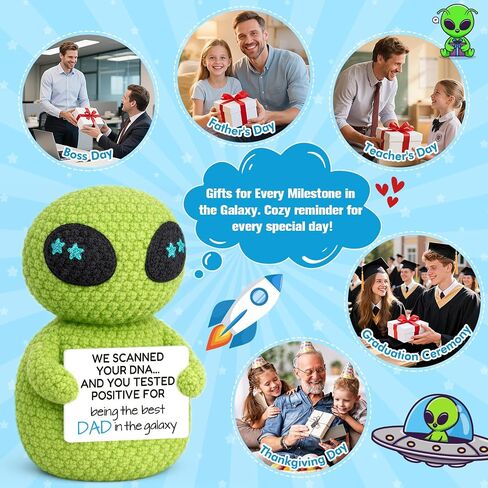 Crochet Alien Themed Gift for Dad from Daughter Son Wife,Fathers Day Birthday Gifts for Best Dad Ever in the Galaxy,Cute Alien Gift Decor for Step First Time Bonus New Daddy Father in Law in Saudi Arabia