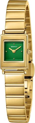 BERNY Vintage Gold Watches for Women, Elegant Square Women's Wrist Watch, Small Ladies Analog Quartz Watches, Minimalist 3ATM Waterproof All Stainless Steel Birthday Present in Kuwait
