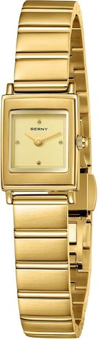BERNY Vintage Gold Watches for Women, Elegant Square Women's Wrist Watch, Small Ladies Analog Quartz Watches, Minimalist 3ATM Waterproof All Stainless Steel Birthday Present in Kuwait