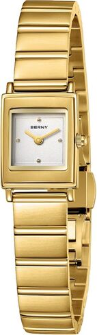 BERNY Vintage Gold Watches for Women, Elegant Square Women's Wrist Watch, Small Ladies Analog Quartz Watches, Minimalist 3ATM Waterproof All Stainless Steel Birthday Present in Kuwait