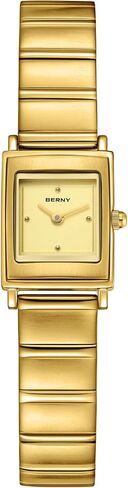 BERNY Vintage Gold Watches for Women, Elegant Square Women's Wrist Watch, Small Ladies Analog Quartz Watches, Minimalist 3ATM Waterproof All Stainless Steel Birthday Present in Kuwait