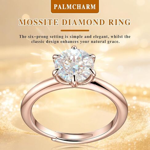 Solitaire Moissanite Engagement Ring, Round Cut 2.5 carat Wedding Ring, 925 Sterling Silver Craftsmanship with 14K white gold plating Promise Ring for Women—Wedding & Anniversary Jewelry Gift Adjustable Ring 4-10 in Kuwait
