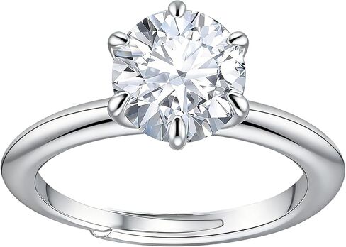 Solitaire Moissanite Engagement Ring, Round Cut 2.5 carat Wedding Ring, 925 Sterling Silver Craftsmanship with 14K white gold plating Promise Ring for Women—Wedding & Anniversary Jewelry Gift Adjustable Ring 4-10 in Kuwait
