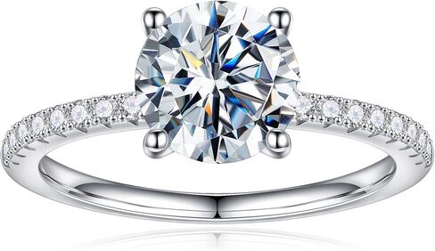 Turandoss 1.5CT Moissanite Rings for Women, D Color VVS1 Clarity Brilliant Round Cut Solitaire Lab Created Moissanite Ring Rhodium Plated Solid S925 Sterling Silver 4 Prong Moissanite Engagement Ring in Kuwait