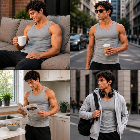 Von Dutch Mens Tank Tops - 5 Pack Soft Cotton A-Shirts for Men, Sleeveless Classic Mens Undershirts for Everyday Wear in Kuwait