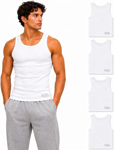 Von Dutch Mens Tank Tops - 5 Pack Soft Cotton A-Shirts for Men, Sleeveless Classic Mens Undershirts for Everyday Wear in Kuwait