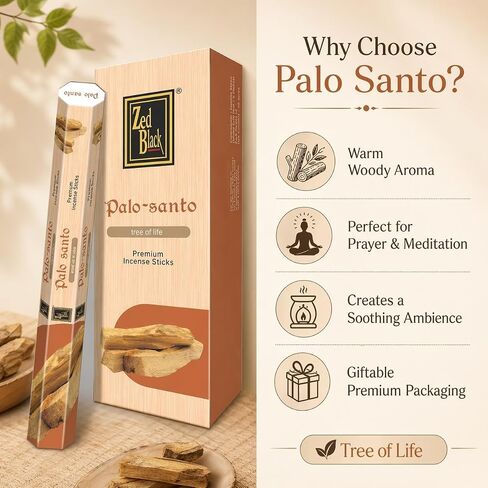 Palo Santo Incense Sticks – 120 Count | Woody Aromatic Fragrance for Meditation Yoga Home Fragrance & Daily Use | Smooth, Long-Lasting Burn | Zed Black in Saudi Arabia