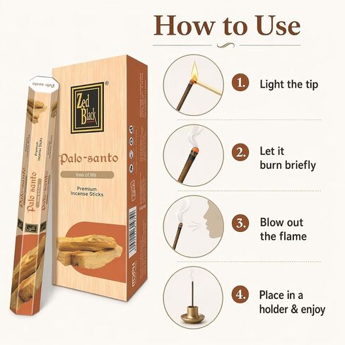 Palo Santo Incense Sticks – 120 Count | Woody Aromatic Fragrance for Meditation Yoga Home Fragrance & Daily Use | Smooth, Long-Lasting Burn | Zed Black in Saudi Arabia