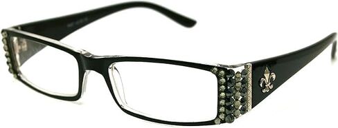NY FIFTH AVENUE The French, Fleur De Lis, Rectangular Bling Women Reading Glasses w Black Diamond, Hematite Crystals in Saudi Arabia