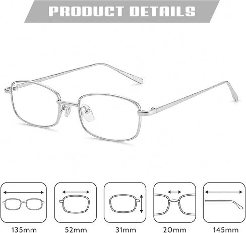 Fashion Glasses for Woman Men Y2k Rectangle Blue Light Non Prescription Fake Clear Glasses 90s Metal Glasses Frame in Kuwait