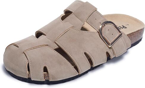Women's Mesh Fisherman Clog Sandals with Adjustable Buckle, Faux Suede Upper, Memory Foam & Suede Footbed, Shock-Absorbing Bottom in Saudi Arabia