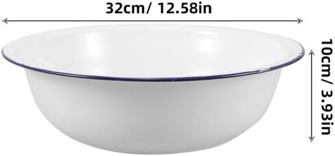 FRCOLOR Enamel Foot Wash Basin 12.59In Vintage Multipurpose Enamelware for Foot Soaking Face Washing Kitchen Bathroom Use in Kuwait