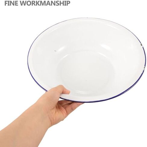 FRCOLOR Enamel Foot Wash Basin 12.59In Vintage Multipurpose Enamelware for Foot Soaking Face Washing Kitchen Bathroom Use in Kuwait