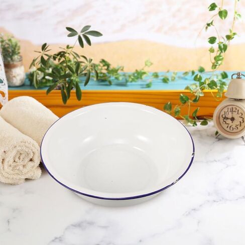 FRCOLOR Enamel Foot Wash Basin 12.59In Vintage Multipurpose Enamelware for Foot Soaking Face Washing Kitchen Bathroom Use in Kuwait