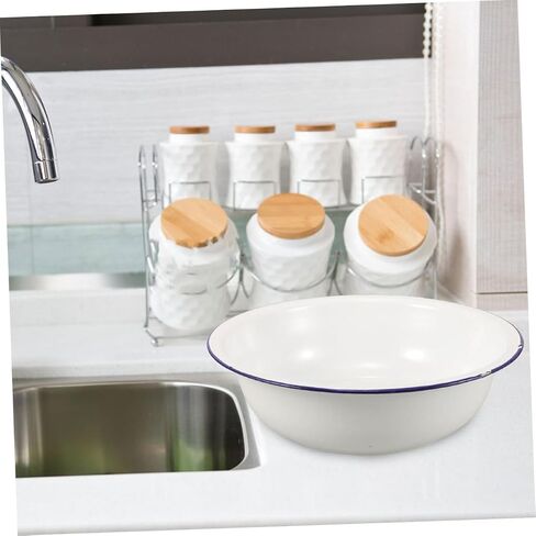 FRCOLOR Enamel Foot Wash Basin 12.59In Vintage Multipurpose Enamelware for Foot Soaking Face Washing Kitchen Bathroom Use in Kuwait