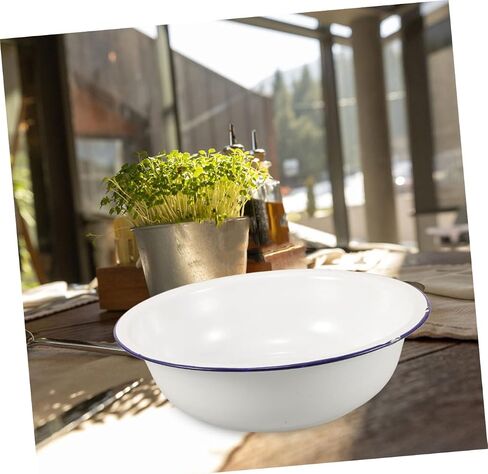 FRCOLOR Enamel Foot Wash Basin 12.59In Vintage Multipurpose Enamelware for Foot Soaking Face Washing Kitchen Bathroom Use in Kuwait