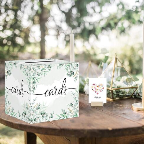 Sage Greenery Card Box, Paperboard 8.7" Card Box for Party Graduation Birthday Wedding Bridal or Baby Showers Retirement Anniversary Valentine's Day, Raffle or Money Box in Saudi Arabia