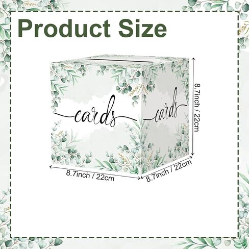 Sage Greenery Card Box, Paperboard 8.7" Card Box for Party Graduation Birthday Wedding Bridal or Baby Showers Retirement Anniversary Valentine's Day, Raffle or Money Box in Saudi Arabia