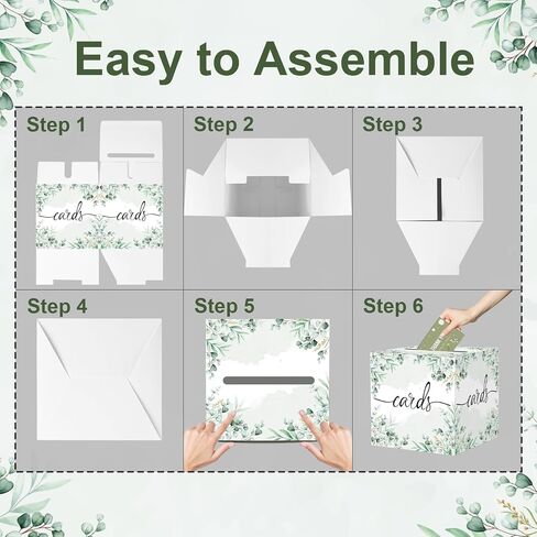 Sage Greenery Card Box, Paperboard 8.7" Card Box for Party Graduation Birthday Wedding Bridal or Baby Showers Retirement Anniversary Valentine's Day, Raffle or Money Box in Saudi Arabia