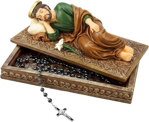 Bucherry Catholic Sleeping St Joseph Statue 8.8 Inch with Case Base and Rosary Patron Saint Religious Gift Hand Painted Sleeping Joseph Statue Home Religious Decor in Kuwait