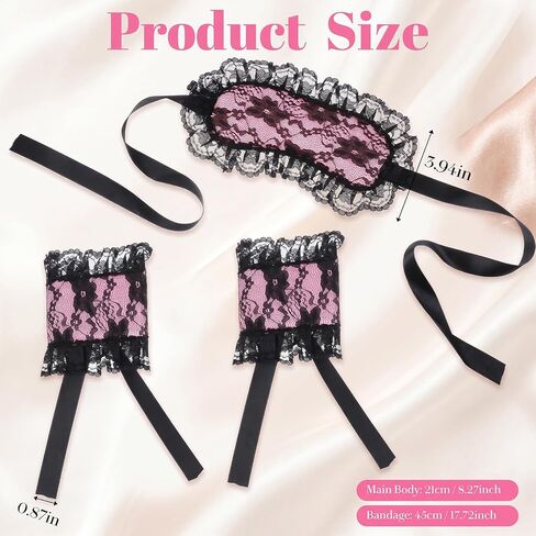 Nogeqi 3PCS Blind Folds Blindfold for Adults Play Blindfold and Hand Cuff Set Lace Blackout Eye Mask Sleeping Cover for Sleeping Couples Girlfriend Wife Valentines Day Gifts in Kuwait