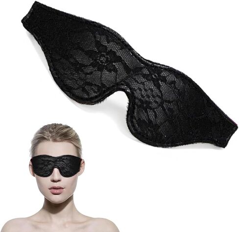 Satin Eye Mask, Soft Comfortable Silk Sleeping Cover Blindfold Tie for Valentine's Day Gift, Sleep Blindfold for Adults Play for Home Travel Office Use for Role Play Travel (Black) in Saudi Arabia